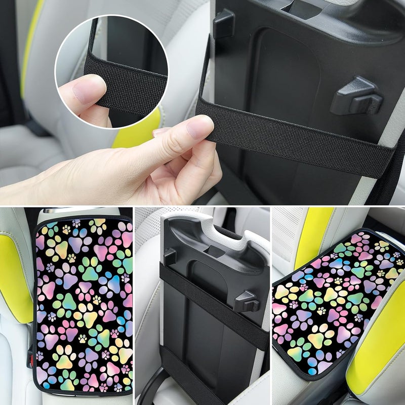 Adastrah Universal Car Center Console Cushion Pad,Dog Paw Print 2 Car Armrest Pad Car Armrest Seat Box Cover Protector for Most Vehicle, SUV, Truck, Car - Image 2